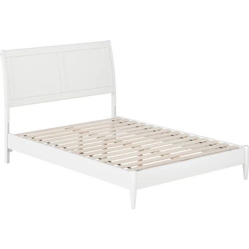 Valencia Full Low Profile Sleigh Platform Bed in White Finish Wood