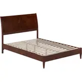 Valencia Full Low Profile Sleigh Platform Bed in Walnut Finish Wood