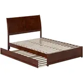 Andorra Full Platform Bed with Panel Footboard, Twin Trundle & Charging in Walnut Finish
