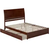 Andorra Queen Platform Bed with Panel Footboard, Twin XL Trundle & Charging in Walnut Finish