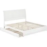 Andorra King Platform Bed with Panel Footboard, Twin XL Trundle & Charging in White