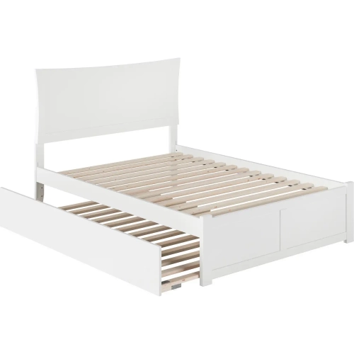Metro Full Platform Bed with Flat Panel Foot Board & Full Urban Trundle in White