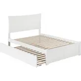 Metro Full Platform Bed with Flat Panel Foot Board & Full Urban Trundle in White