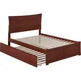 Metro Full Platform Bed with Flat Panel Foot Board & Full Urban Trundle in Walnut