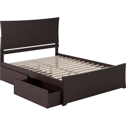 Metro Queen Bed with Matching Footboard & 2 Urban Bed Drawers in Espresso
