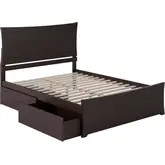 Metro Queen Bed with Matching Footboard & 2 Urban Bed Drawers in Espresso