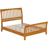 Orleans Queen Low Profile Platform Bed with Matching Footboard in Light Toffee Wood