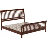 Orleans King Low Profile Platform Bed with Matching Footboard in Walnut Finish Wood