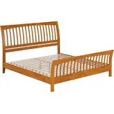 Orleans King Low Profile Platform Bed with Matching Footboard in Light Toffee Wood