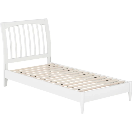 Orleans Twin XL Low Profile Sleigh Platform Bed in White Finish Wood