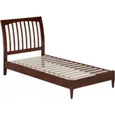 Orleans Twin XL Low Profile Sleigh Platform Bed in Walnut Finish Wood