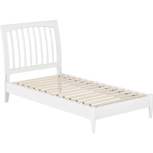 Orleans Twin Low Profile Sleigh Platform Bed in White Finish Wood