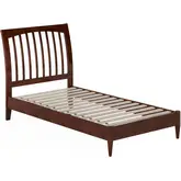Orleans Twin Low Profile Sleigh Platform Bed in Walnut Finish Wood