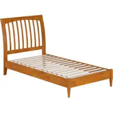 Orleans Twin Low Profile Sleigh Platform Bed in Light Toffee Finish Wood