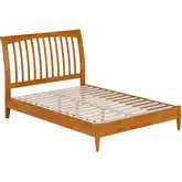 Orleans Full Low Profile Sleigh Platform Bed in Light Toffee Finish Wood