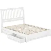 Roslyn Queen Platform Bed with Panel Footboard, Drawers & Charging in White