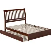 Roslyn Queen Platform Bed with Panel Footboard, Twin XL Trundle & Charging in Walnut Finish