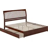 Roslyn King Platform Bed with Panel Footboard, Twin XL Trundle & Charging in Walnut Finish