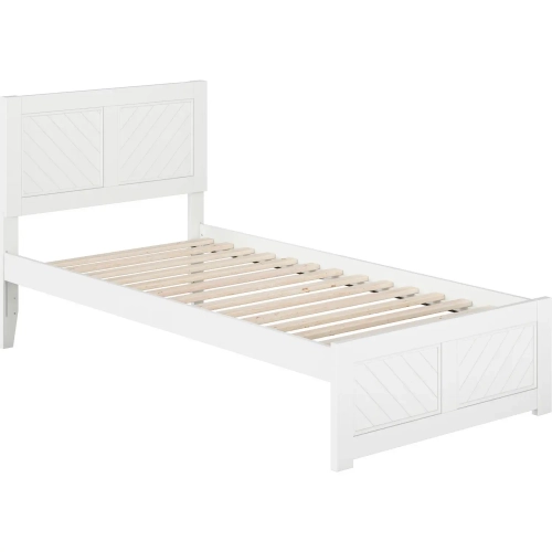 Canyon Twin XL Platform Bed with Footboard in White Wood
