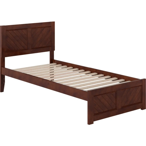 Canyon Twin XL Platform Bed with Footboard in Walnut Wood