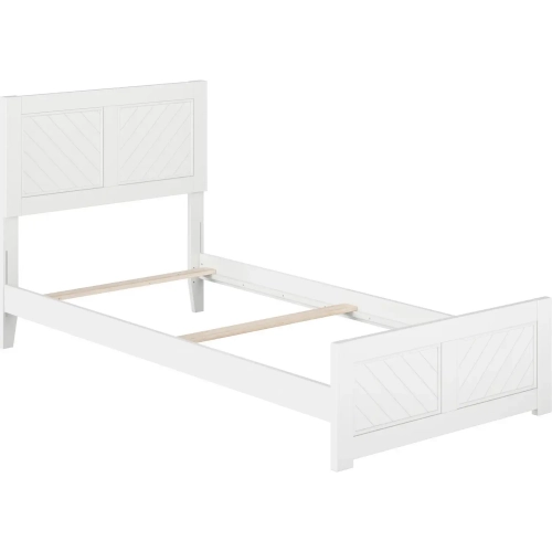 Canyon Twin XL Foundation Bed Frame with Footboard in White Wood