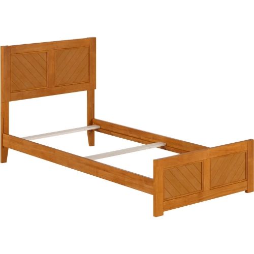 Canyon Twin XL Foundation Bed Frame with Footboard in Light Toffee Wood