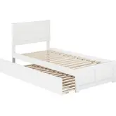 Canyon Twin XL Platform Bed with Footboard & Twin XL Trundle in White Wood