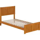 Berkshire Twin XL Low Profile Platform Bed with Footboard in Light Toffee Wood