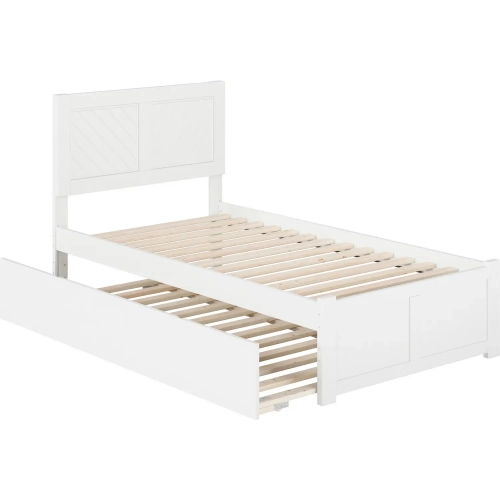 Canyon Twin Platform Bed with Twin Trundle in White Finish Wood