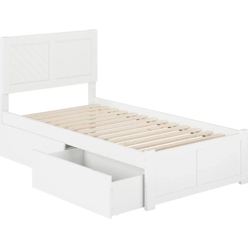 Canyon Twin Storage Platform Bed with 2 Drawers in White Finish Wood