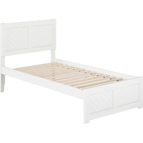 Canyon Twin Platform Bed with Footboard in White Wood
