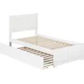 Canyon Twin Platform Bed with Footboard & Twin Trundle in White Wood