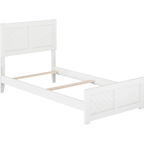 Canyon Twin Foundation Bed Frame with Footboard in White Wood
