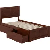 Canyon Twin Platform Bed with Footboard & Storage Drawers in Walnut Wood