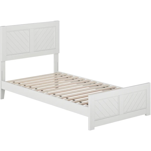 Berkshire Twin Low Profile Platform Bed with Footboard in White Wood