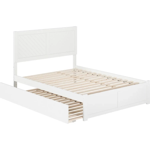 Canyon Full Platform Bed with Twin Trundle in White Finish Wood