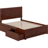 Canyon Full Platform Bed with Footboard & Storage Drawers in Walnut Wood