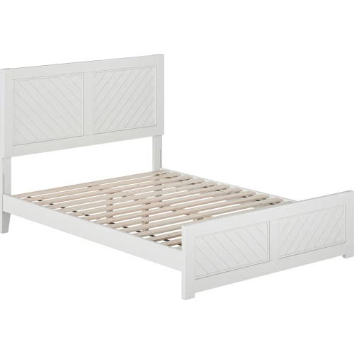 Berkshire Full Low Profile Platform Bed with Footboard in White Wood