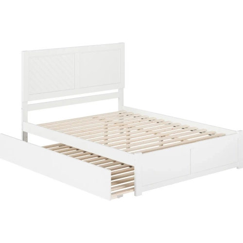 Canyon Queen Platform Bed with Twin XL Trundle in White Finish Wood