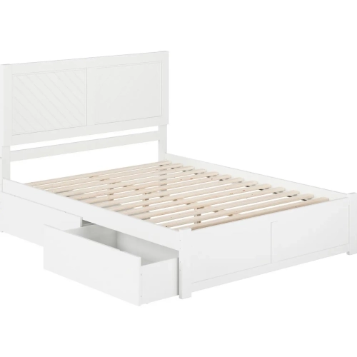 Canyon Queen Platform Bed with 2 Drawers in White Finish Wood