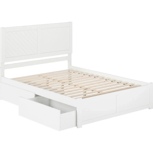 Canyon King Platform Bed with 2 Drawers in White Finish Wood