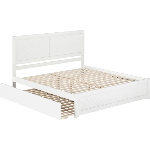 Canyon King Platform Bed with Footboard & Twin XL Trundle in White Wood