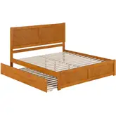 Canyon King Platform Bed with Footboard & Twin XL Trundle in Light Toffee Wood