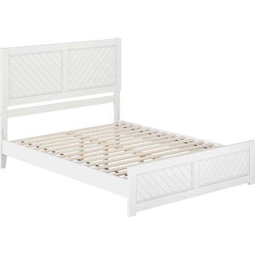 Berkshire Queen Low Profile Platform Bed with Footboard in White Wood