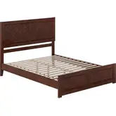Berkshire Queen Low Profile Platform Bed with Footboard in Walnut Wood