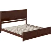 Berkshire King Low Profile Platform Bed with Footboard in Walnut Wood