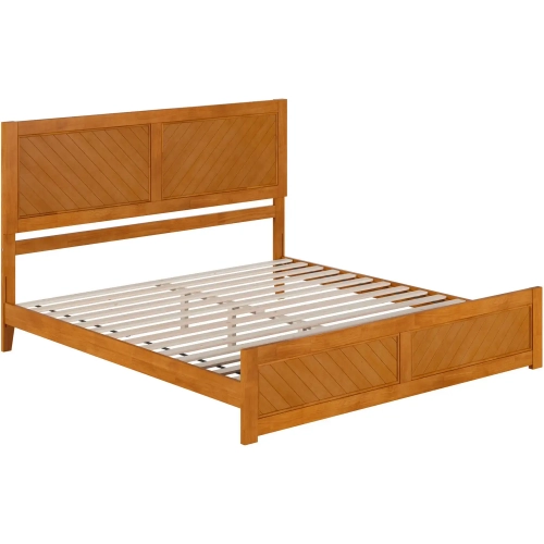 Berkshire King Low Profile Platform Bed with Footboard in Light Toffee Wood