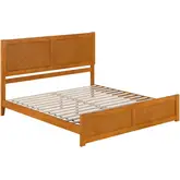 Berkshire King Low Profile Platform Bed with Footboard in Light Toffee Wood