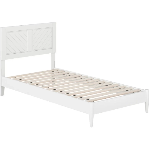 Berkshire Twin XL Low Profile Platform Bed with USB in White Finish Wood
