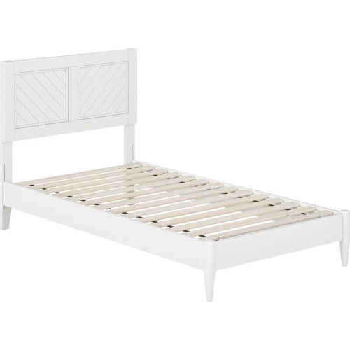 Berkshire Twin Low Profile Platform Bed with USB in White Finish Wood